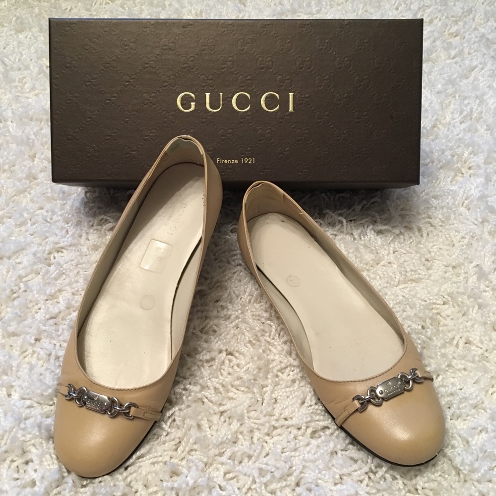 ❌SOLD❌ GUCCI Authentic Flats in Tan/Beige Color Size 6.5 - Picture 5 of 5